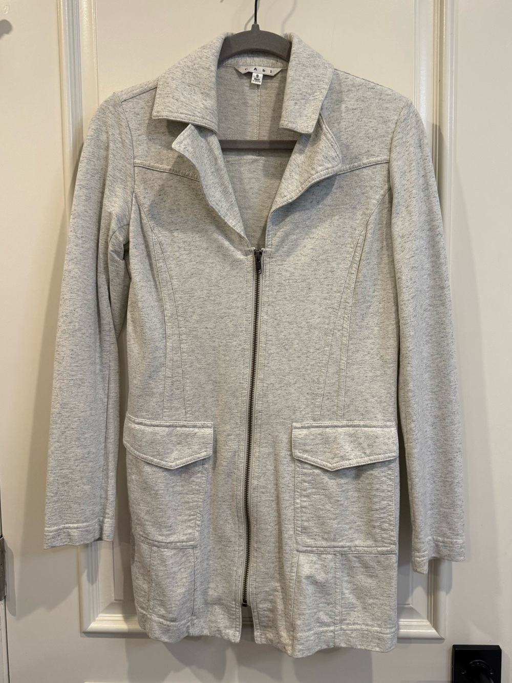CAbi Light Gray Women's Zip-Front Jacket Size Small